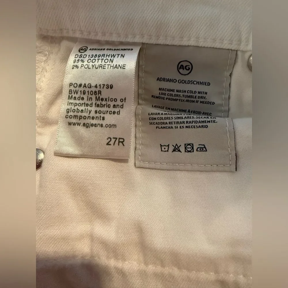 NWT AG Distressed Super Skinny Legging Ankle Jeans Size 27R White